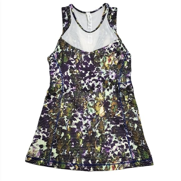 Lululemon Womens Running In The City Tank Top 2 Mesh Polka Dot Floral Lu… - Picture 1 of 9